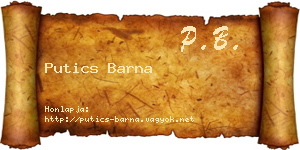 Putics Barna névjegykártya